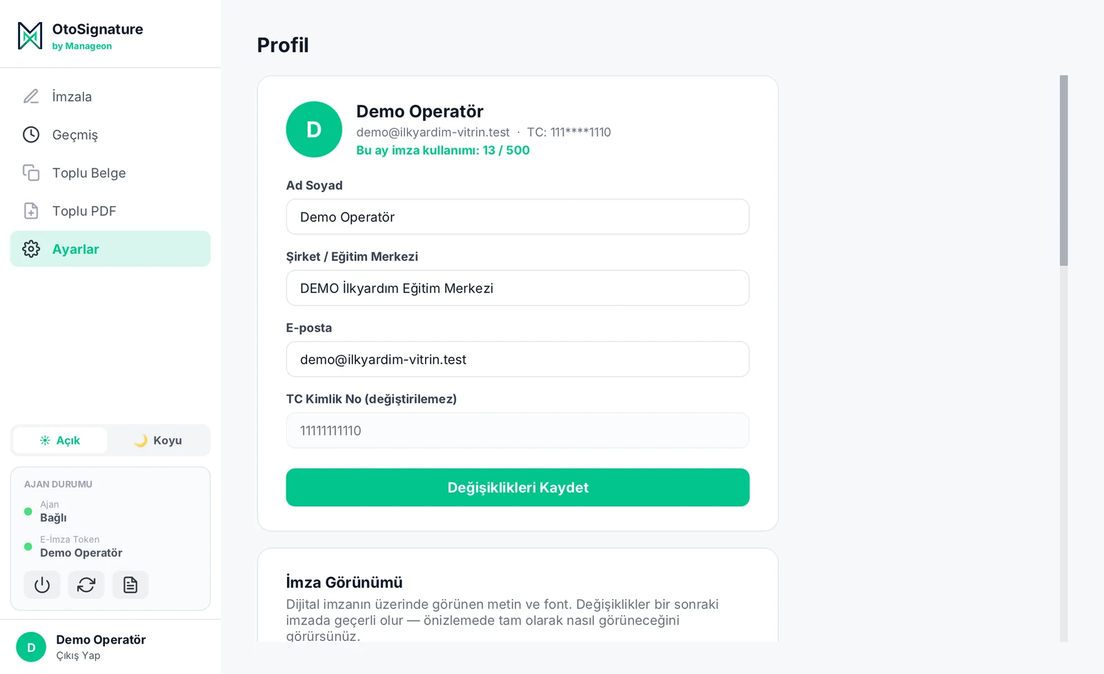 Profil ve kullanım