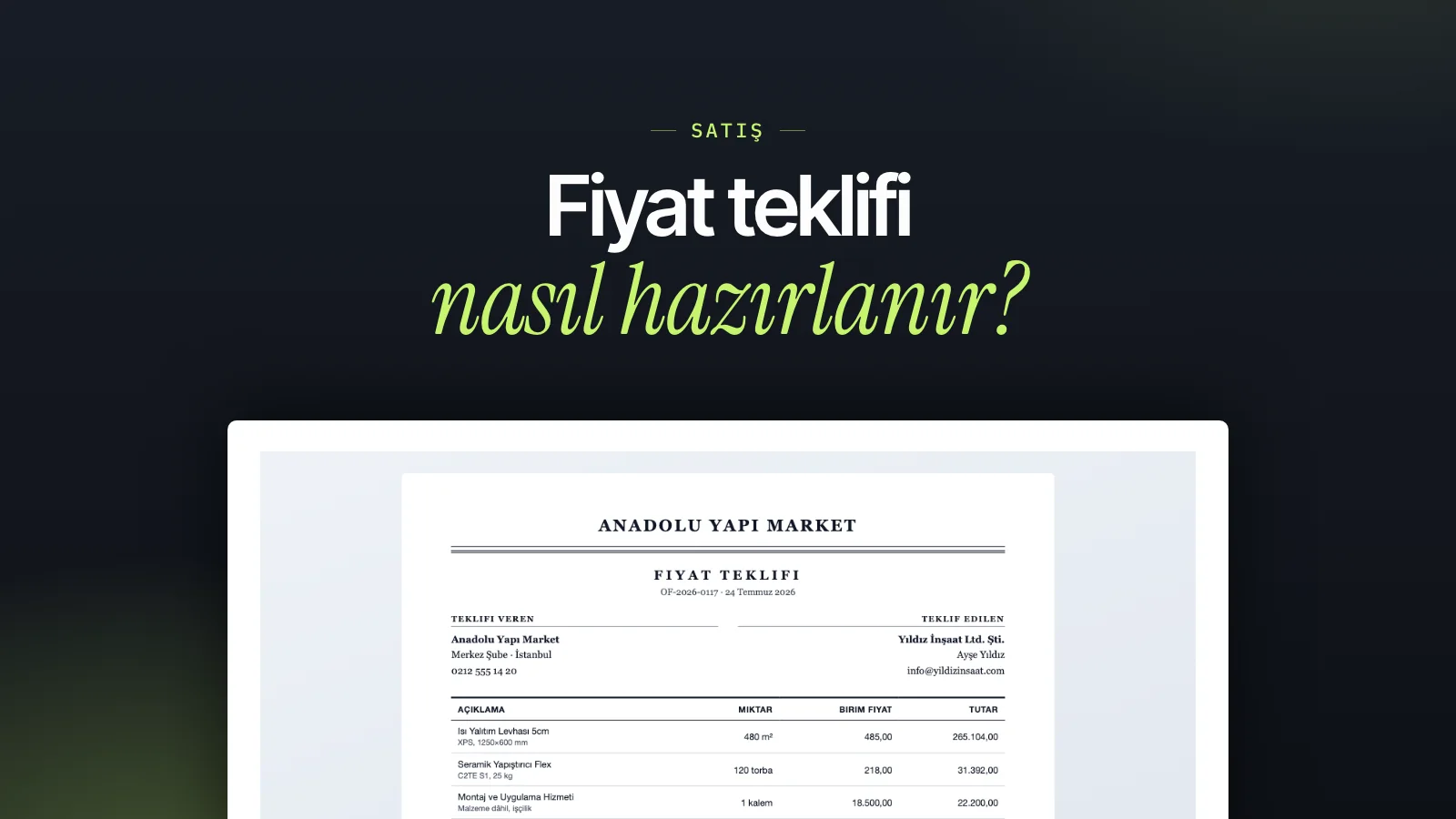 Fiyat Teklifi Nasıl Hazırlanır? Adım Adım Teklif Formu
